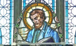 stained glass window of saint peter canisius